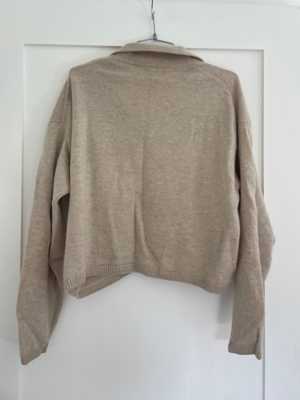 NAADAM Beige Collared V-Neck Wool-Cashmere Blend Sweater - Picture 3 of 4
